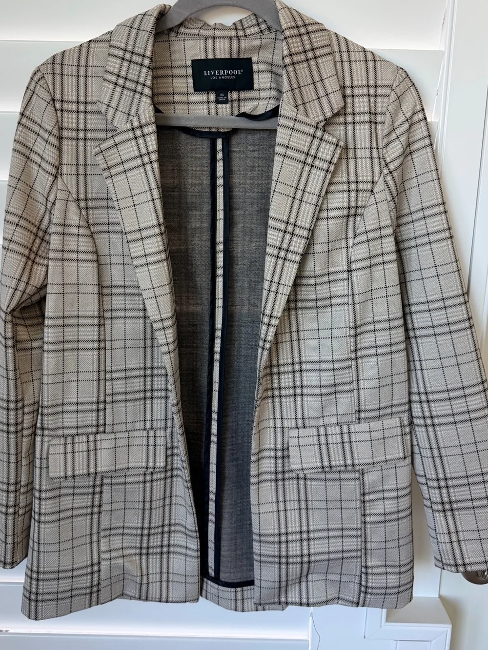 Liverpool Los Angeles Women’s Plaid Blazer Beige Black Size XS